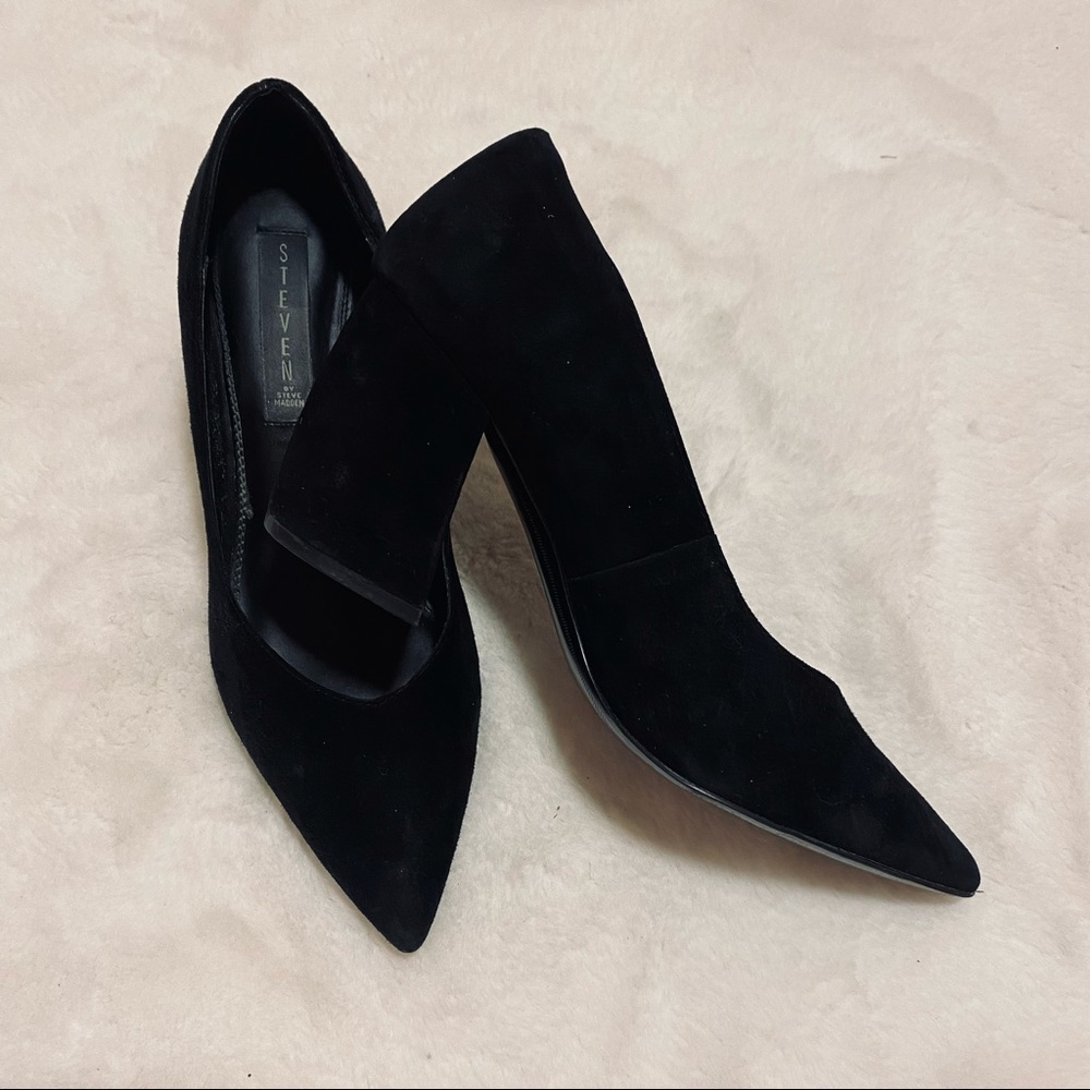 Steven by Steve Madden Block Heel Black Suede Shoes
